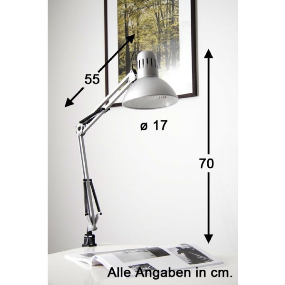 Brilliant Hobby Schreibtischklemmleuchte Edelstahl, Titan, 1-flammig main product photo