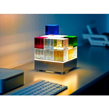 Tecnolumen Cubelight Tischleuchte LED Bunt, Klar, 1-flammig