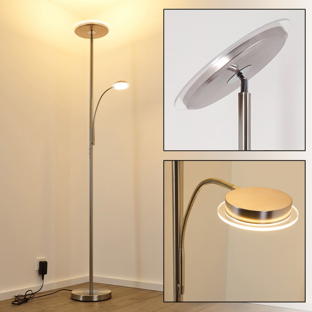 Veteli Deckenfluter LED Chrom, Nickel-Matt, 2-flammig main product photo