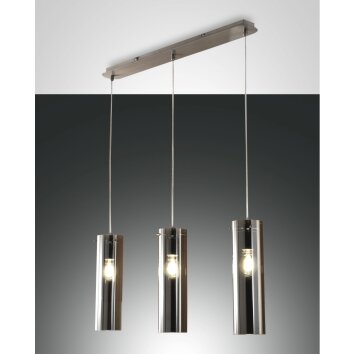 Fabas Luce Sintesi Pendelleuchten Nickel glänzend, 3-flammig