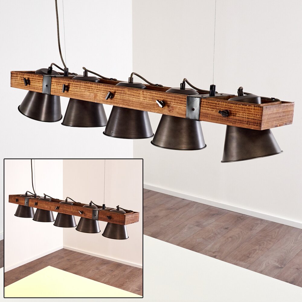 Oksbol Pendelleuchte Holz dunkel, Schwarz, 5-flammig main product photo
