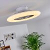 Petrovac Deckenventilator LED Chrom, Weiß, 1-flammig, Fernbedienung