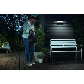 Philips Bustan Außenwandleuchte LED Anthrazit, 2-flammig, Bewegungsmelder