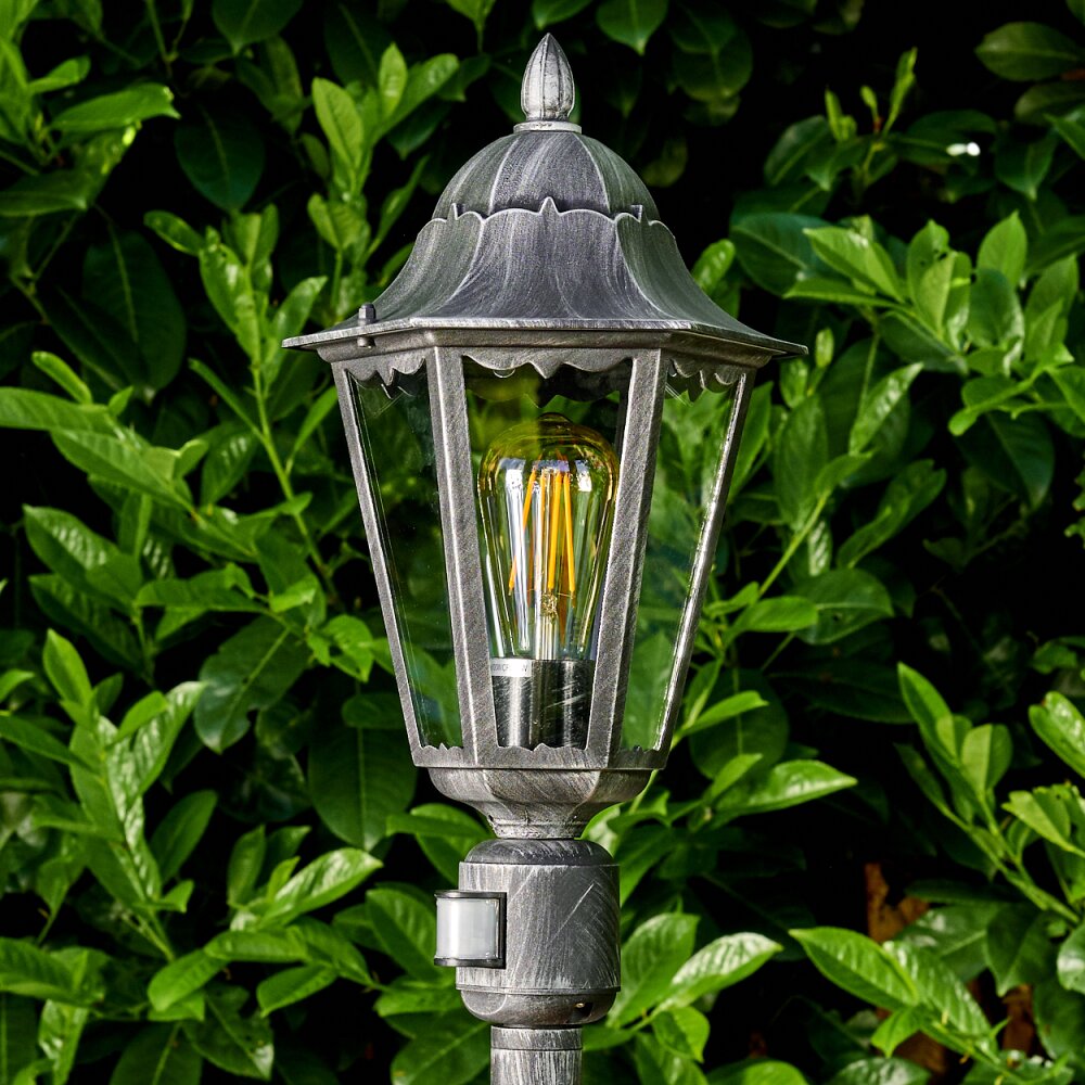 Lignac Außenstehleuchte Schwarz, Silber, 1-flammig, Bewegungsmelder