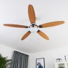 Valeria Deckenventilator Chrom, Holz hell, Nickel-Matt, 1-flammig