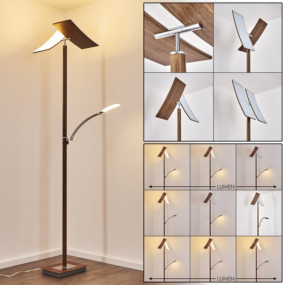 Lasona Deckenfluter LED Braun, Silber, 2-flammig main product photo