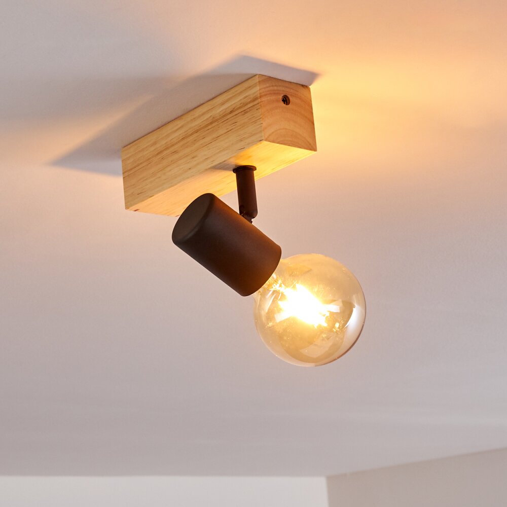 Barbengo Deckenleuchte Holz hell, Schwarz, 1-flammig