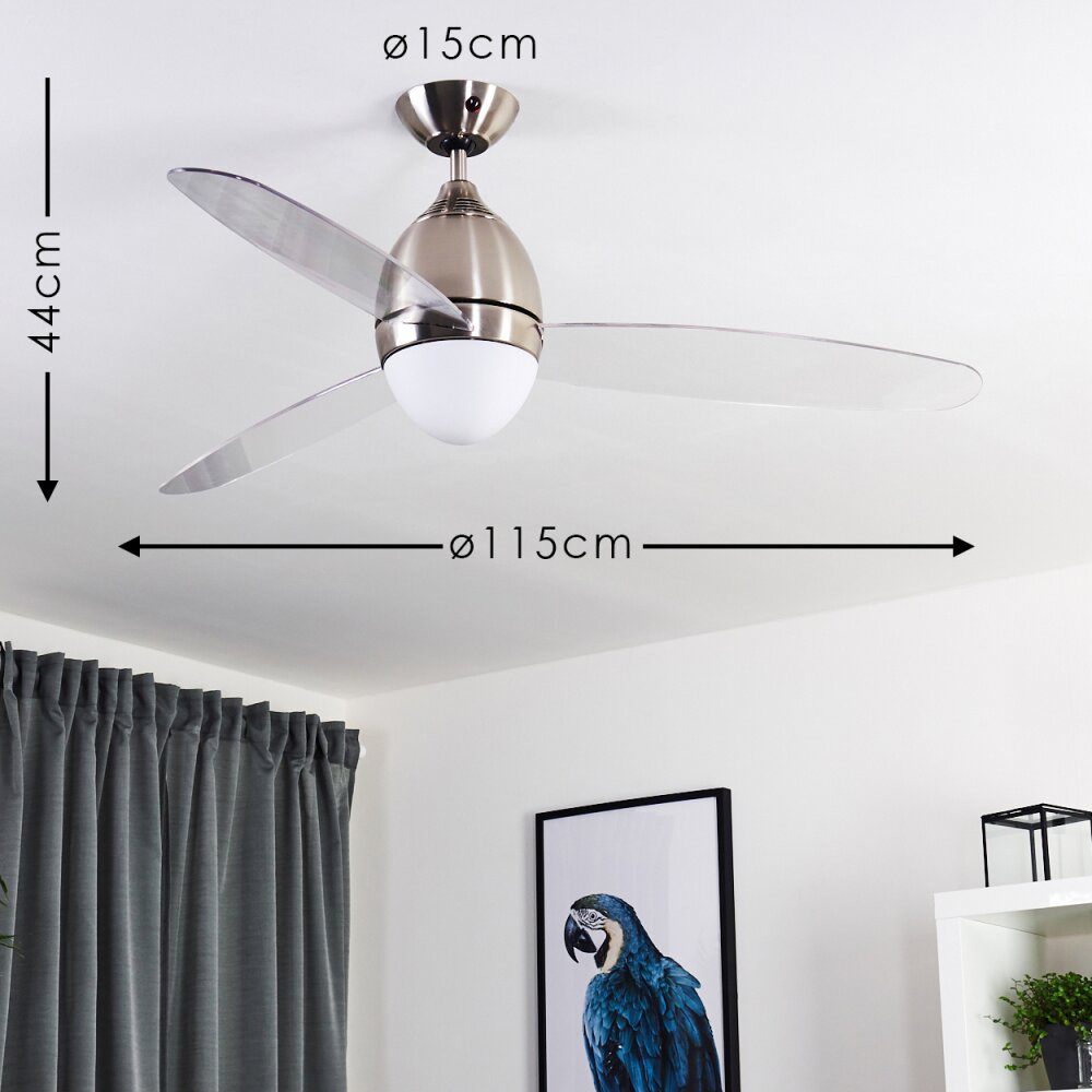 Varazze Deckenventilator Nickel-Matt, Transparent, Klar, 1-flammig, Fernbedienung