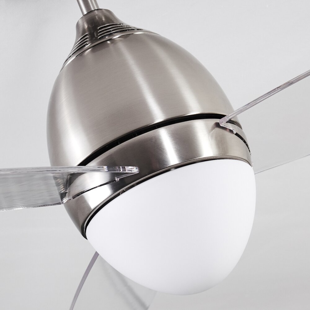 Varazze Deckenventilator Nickel-Matt, Transparent, Klar, 1-flammig, Fernbedienung
