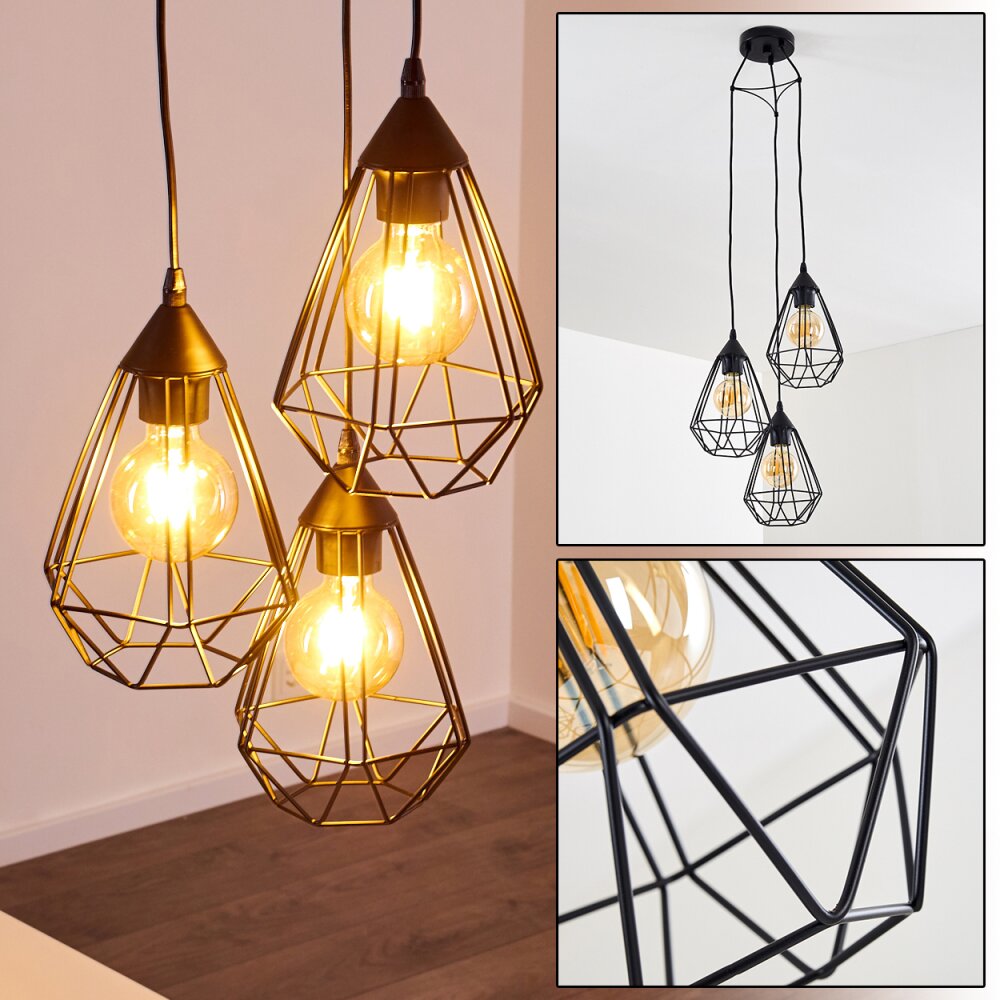 Kunir Hängeleuchte Schwarz, 3-flammig main product photo