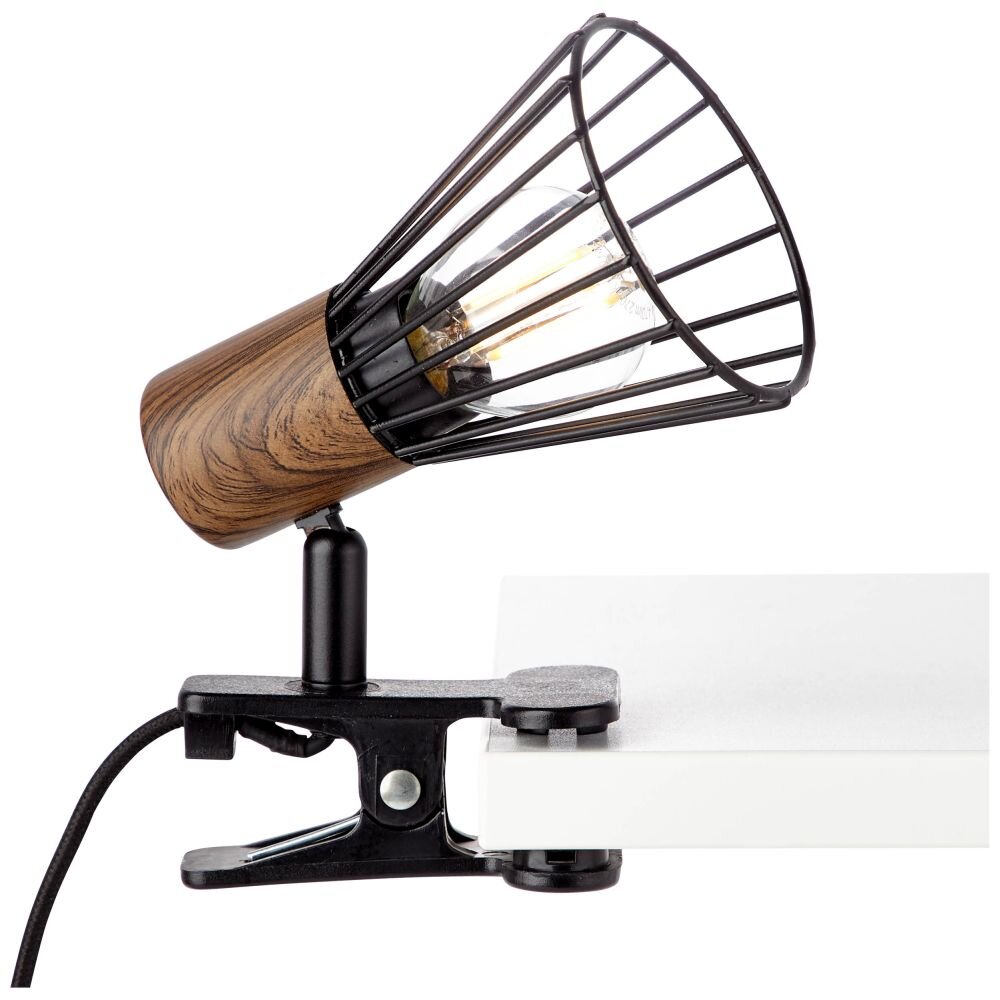 Brilliant Manama Klemmleuchte Holz dunkel, Schwarz, 1-flammig main product photo