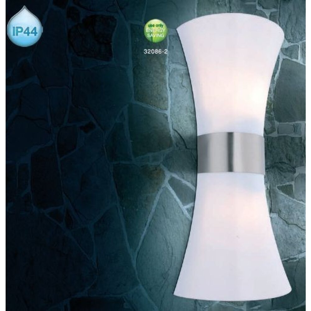 Globo SAN TANA Außenleuchte Edelstahl, Weiß, 2-flammig main product photo
