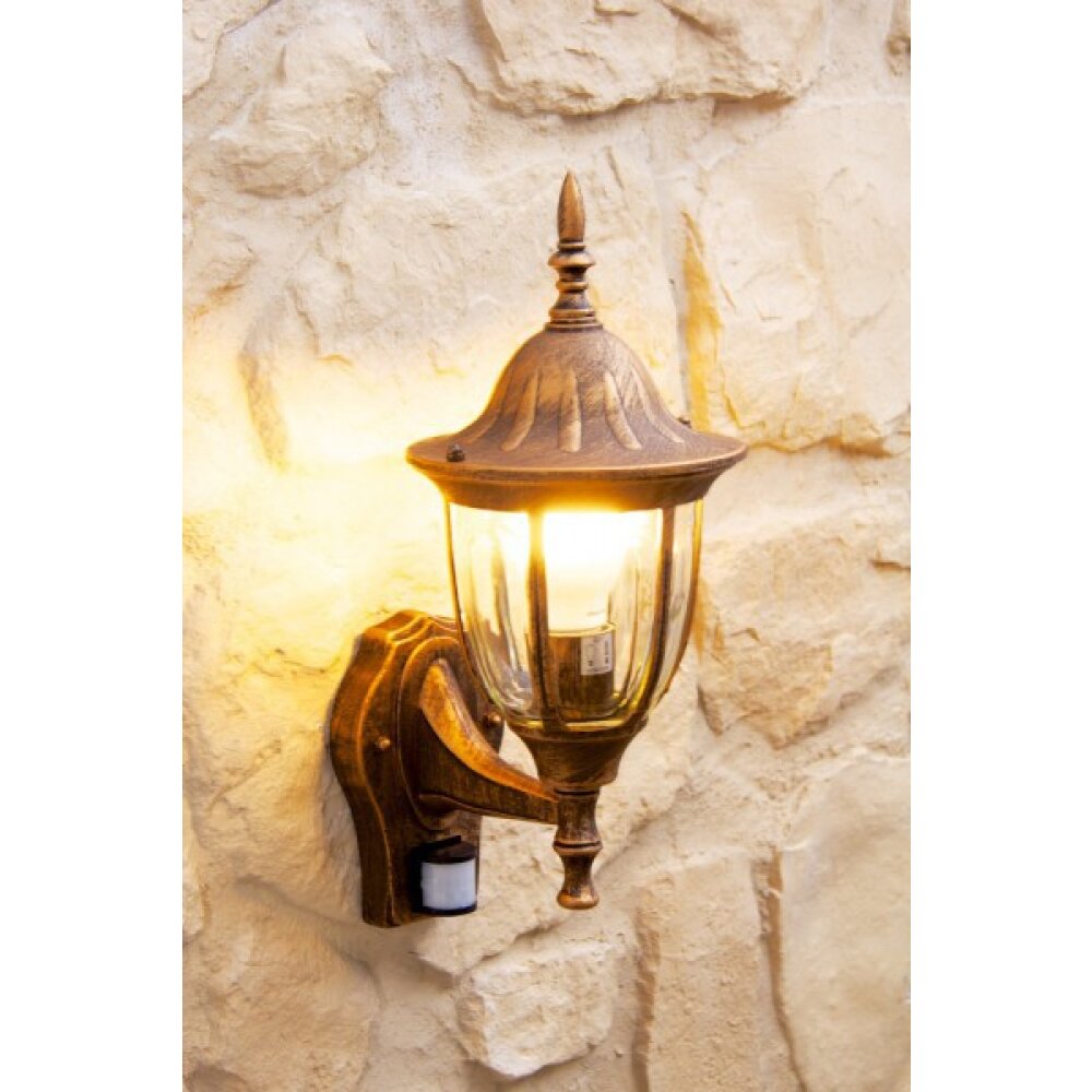 Ribadeo Außenwandleuchte Braun, Gold, 1-flammig, Bewegungsmelder main product photo