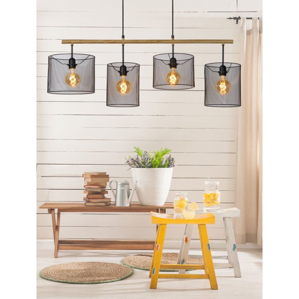 Lucide BASKETT Pendelleuchten Schwarz, 4-flammig main product photo