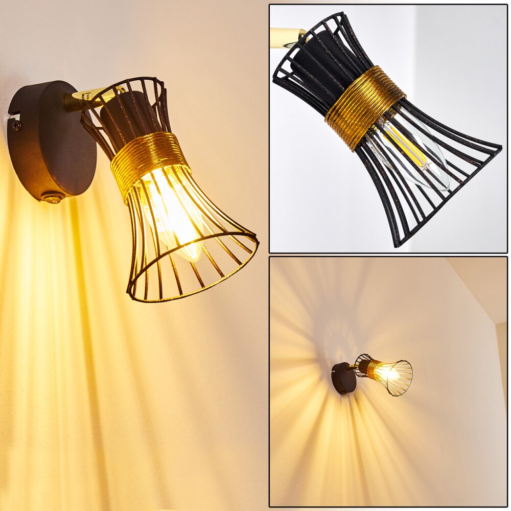 Ayen Wandleuchte Schwarz-Gold, 1-flammig main product photo