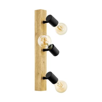 EGLO TOWNSHEND Deckenspot Braun, Holz hell, Schwarz, 3-flammig
