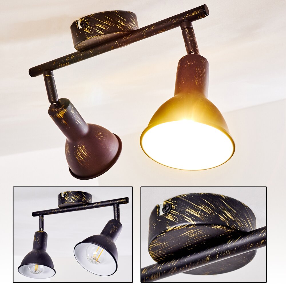 Polmak Deckenspot Schwarz-Gold, 2-flammig main product photo