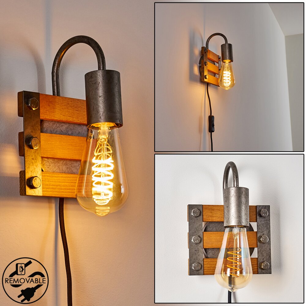 Mallard Wandleuchte Holz hell, Silber, 1-flammig main product photo