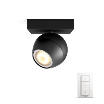 Philips Hue Ambiance White Buckram Deckenspot Basis-Set Schwarz, 1-flammig, Fernbedienung