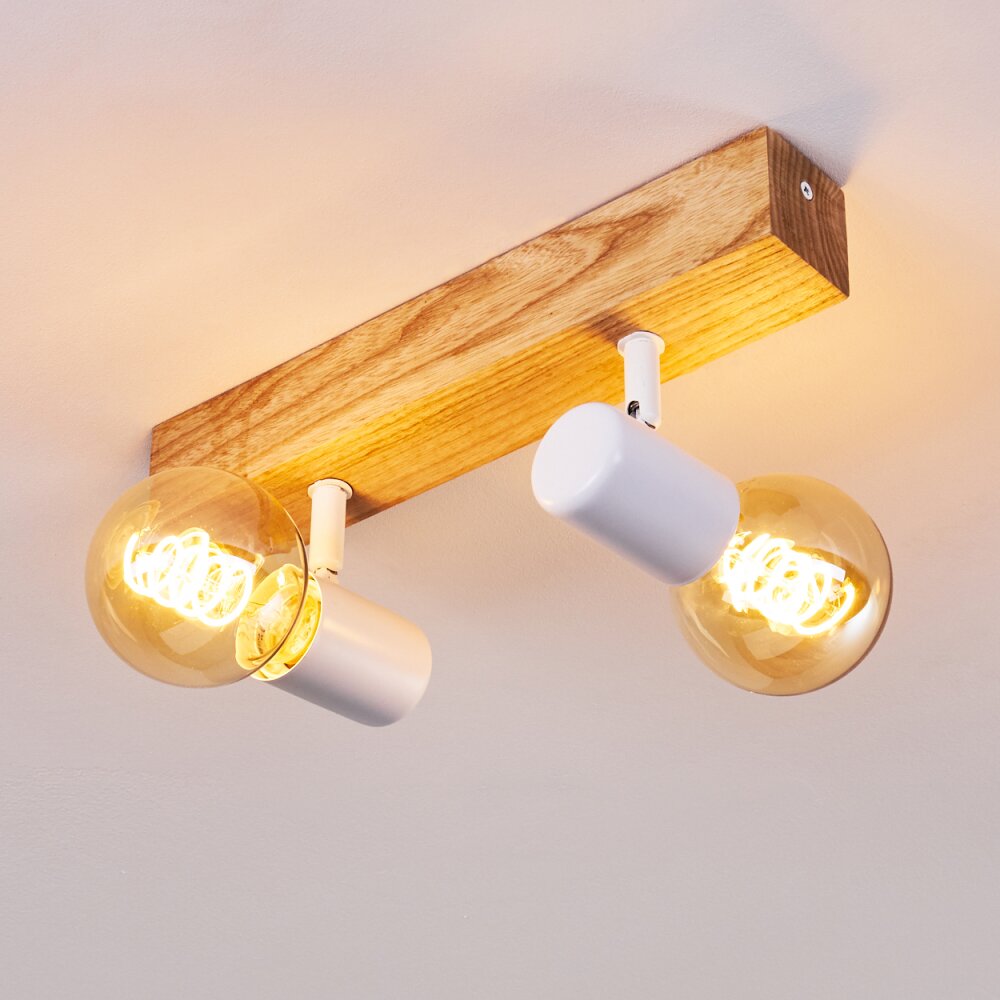 Barbengo Deckenleuchte Holz hell, Weiß, 2-flammig