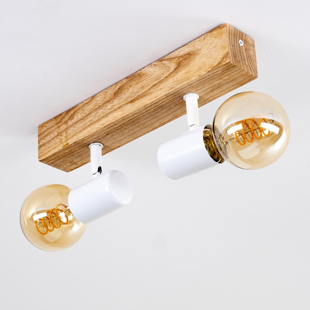 Barbengo Deckenleuchte Holz hell, Weiß, 2-flammig