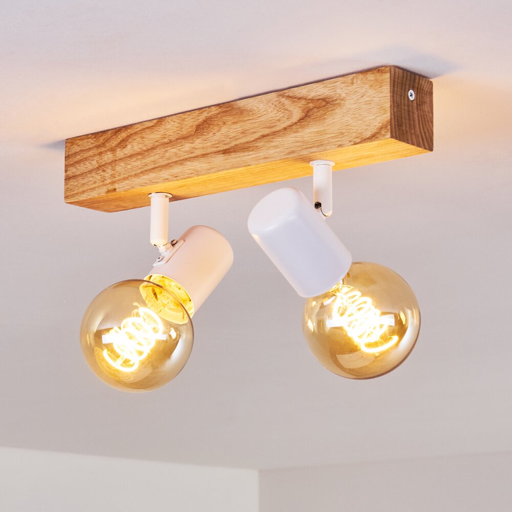 Barbengo Deckenleuchte Holz hell, Weiß, 2-flammig