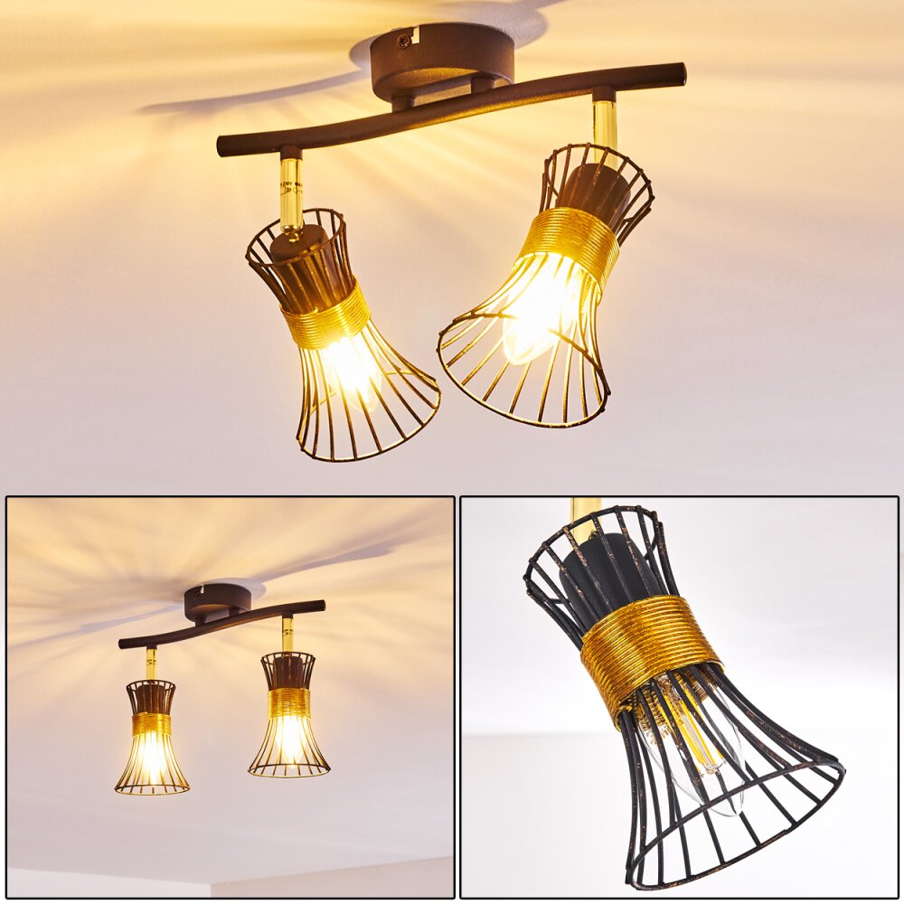 Ayen Deckenleuchte Schwarz-Gold, 2-flammig main product photo