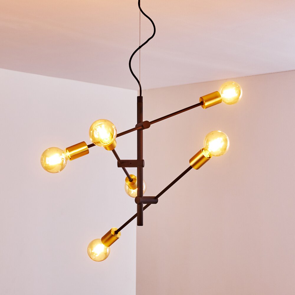 Coppet Pendelleuchte Schwarz-Gold, 6-flammig