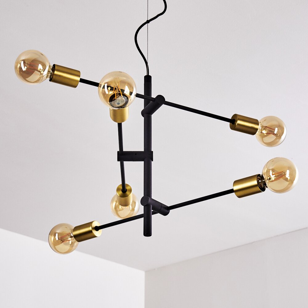 Coppet Pendelleuchte Schwarz-Gold, 6-flammig