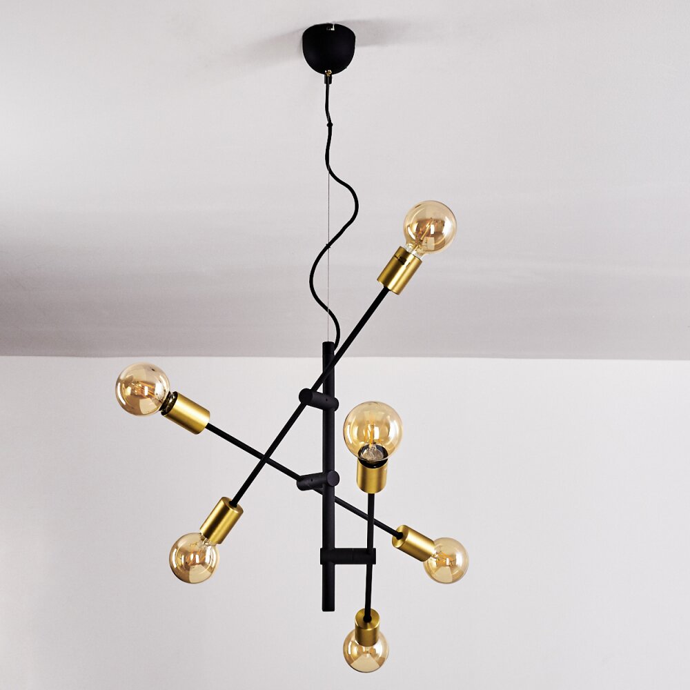 Coppet Pendelleuchte Schwarz-Gold, 6-flammig