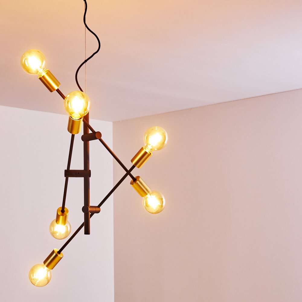 Coppet Pendelleuchte Schwarz-Gold, 6-flammig