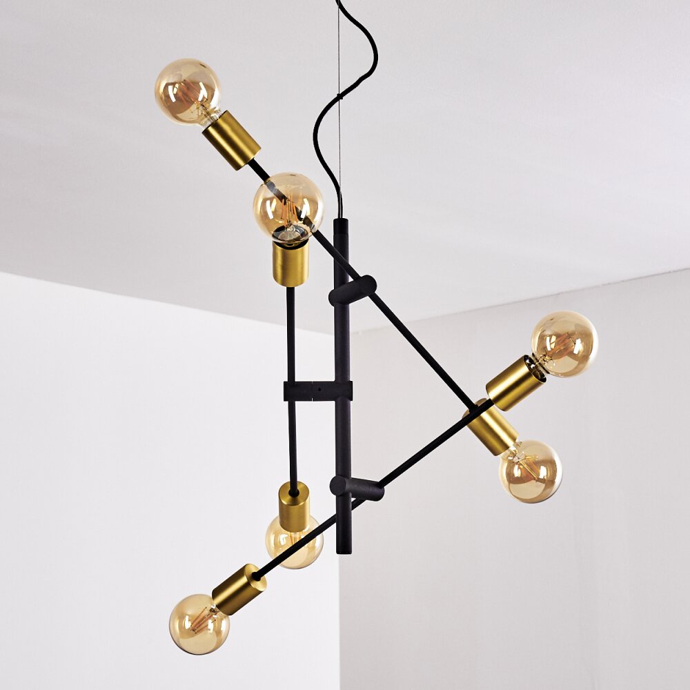 Coppet Pendelleuchte Schwarz-Gold, 6-flammig