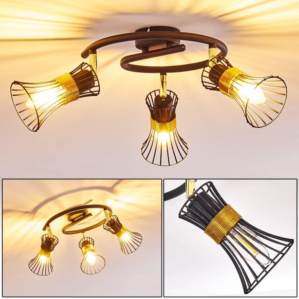 Ayen Deckenleuchte Schwarz-Gold, 3-flammig main product photo