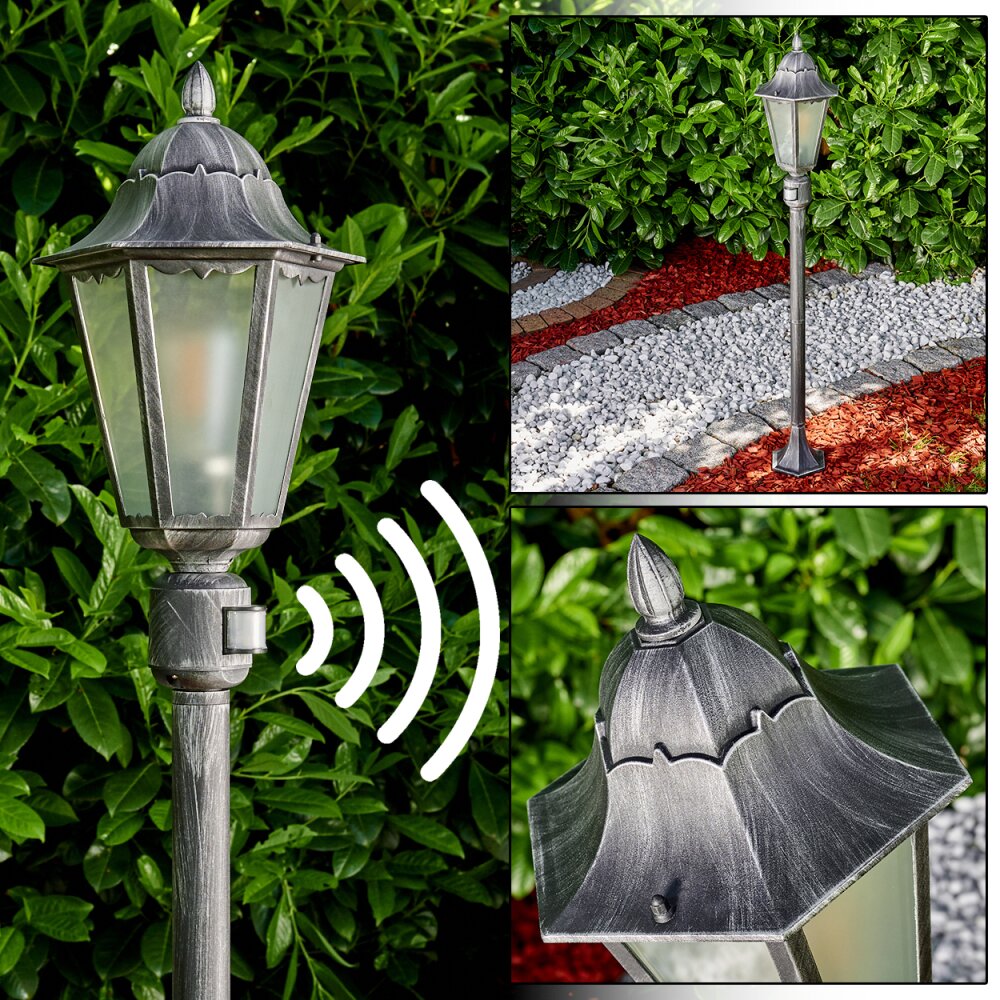 Lignac Außenstehleuchte Schwarz, Silber, 1-flammig, Bewegungsmelder main product photo