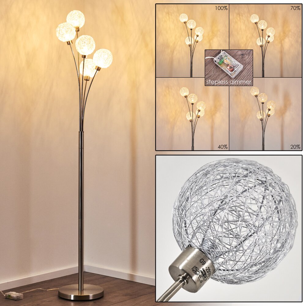 Bernado Stehleuchte Nickel-Matt, 5-flammig main product photo