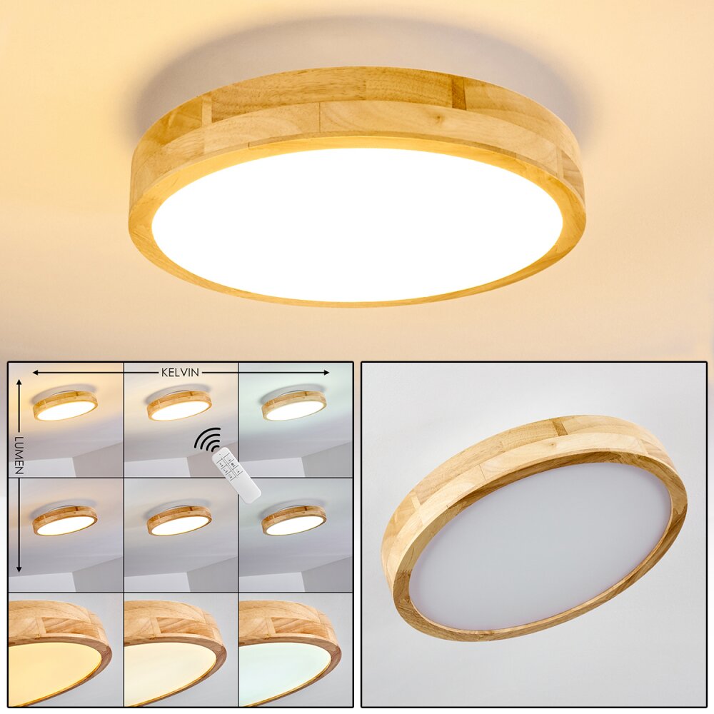 Bagaha Deckenleuchte LED Holz hell, 1-flammig, Fernbedienung main product photo