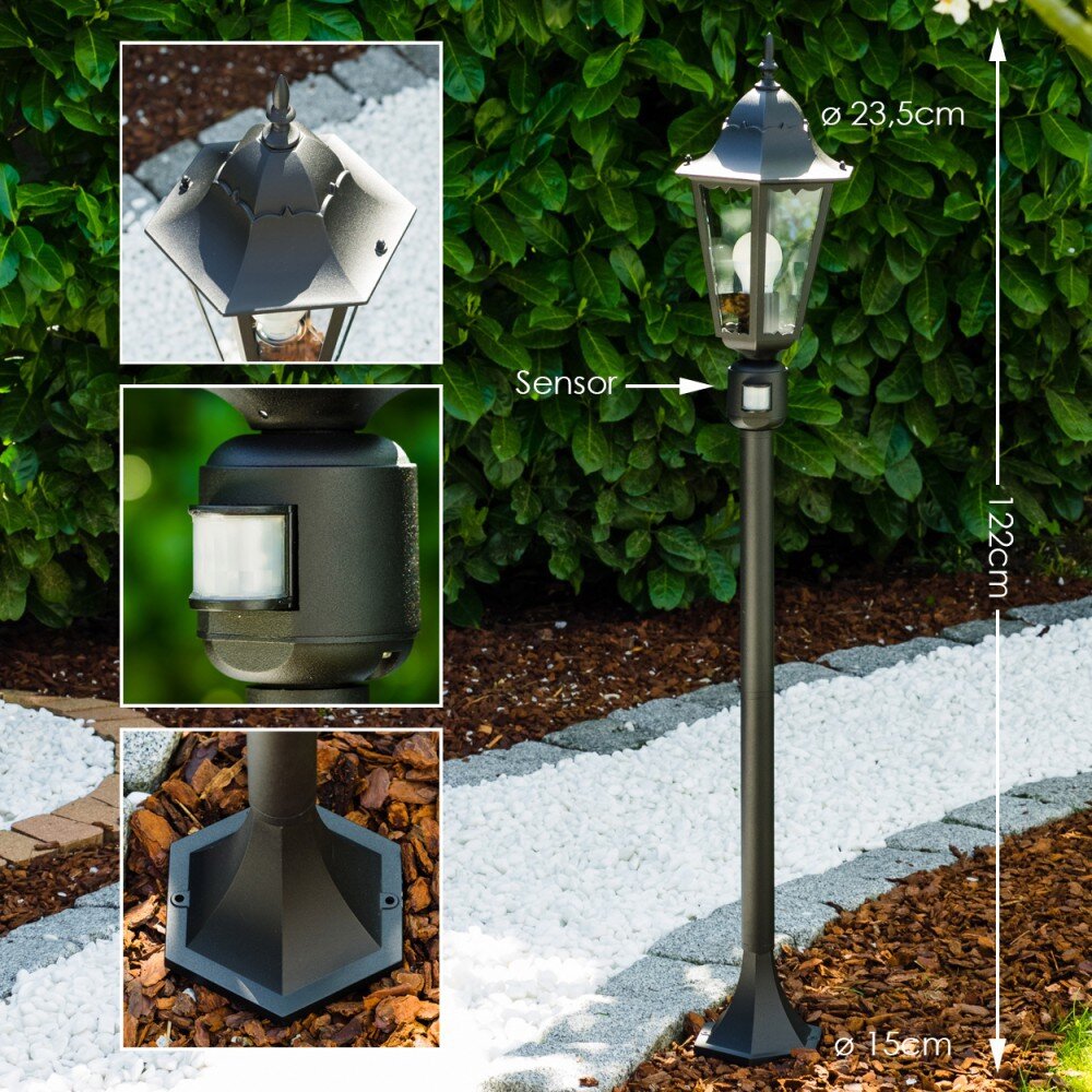 Hongkong Außenstehleuchte Schwarz, 1-flammig, Bewegungsmelder main product photo