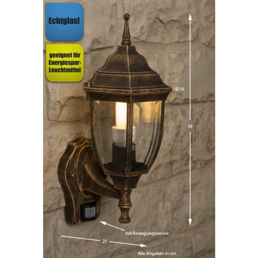 Rabalux Nizza Außenwandleuchte Gold, Messing, Transparent, Klar main product photo