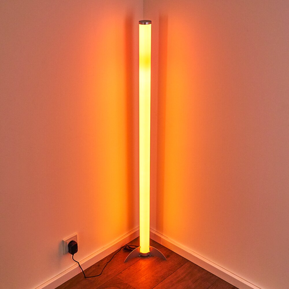 Laugar Stehlampe LED Silber, 1-flammig, Fernbedienung, Farbwechsler