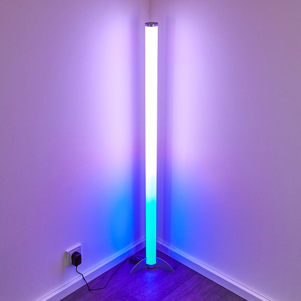 Laugar Stehlampe LED Silber, 1-flammig, Fernbedienung, Farbwechsler