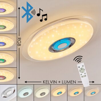 Haderup Deckenleuchte LED Chrom, Weiß, 1-flammig, Fernbedienung, Farbwechsler