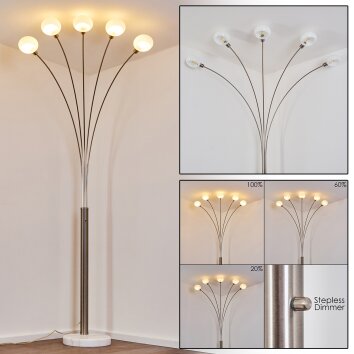 Nikkala Bogenlampe Nickel-Matt, 5-flammig