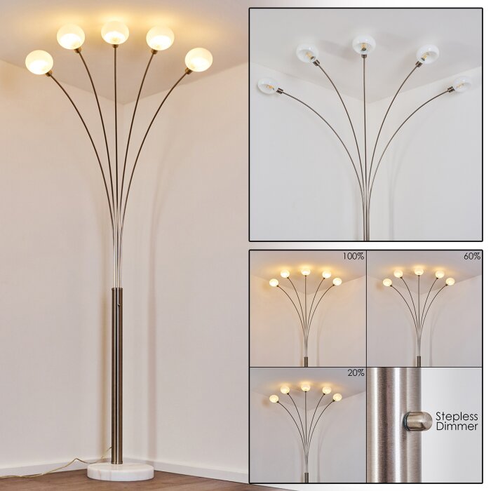 Nikkala Bogenlampe Nickel-Matt, 5-flammig