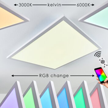 Salmi Deckenpanel LED Weiß, 1-flammig, Fernbedienung, Farbwechsler