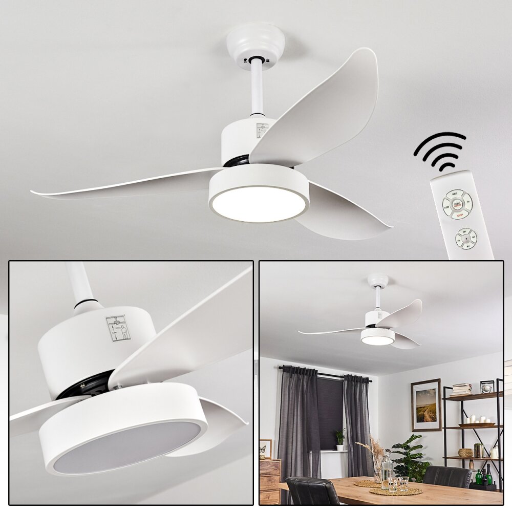 Doha Deckenventilator LED Weiß, 1-flammig, Fernbedienung