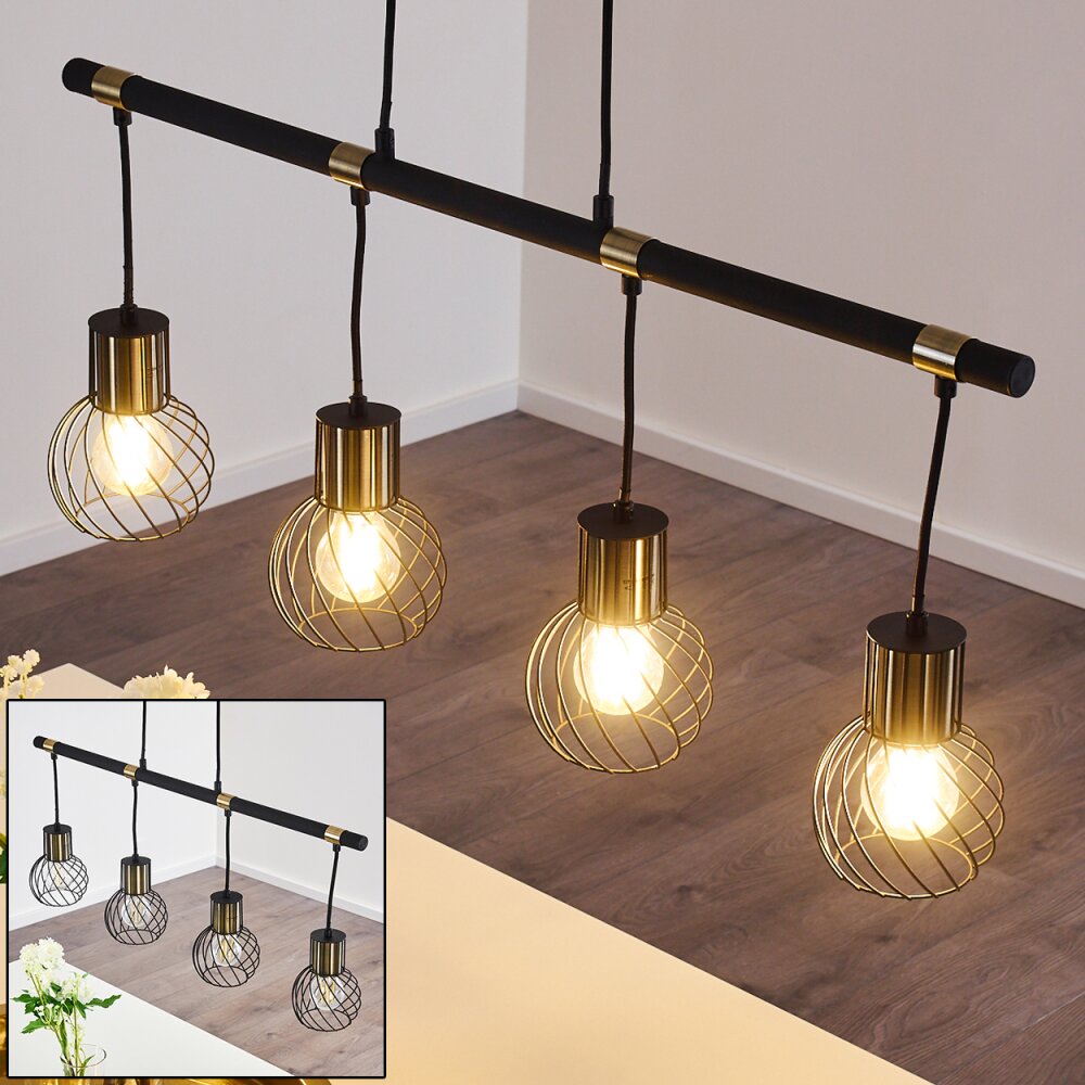 Bacau Pendelleuchte Schwarz-Gold, 4-flammig main product photo