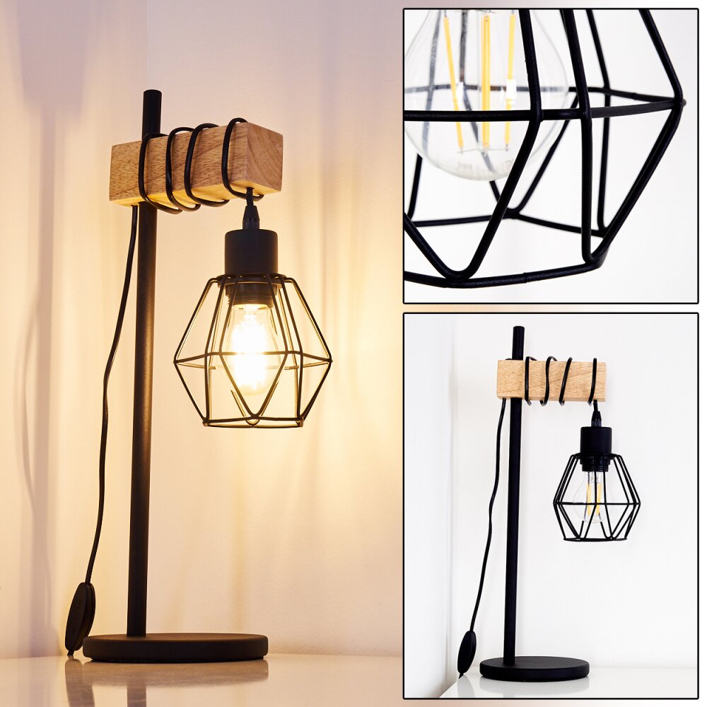 Barbengo Tischleuchte Holz hell, Schwarz, 1-flammig main product photo