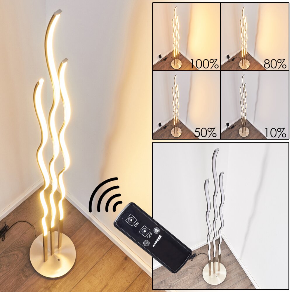 Mapleton Stehleuchte LED Nickel-Matt, 3-flammig, Fernbedienung main product photo