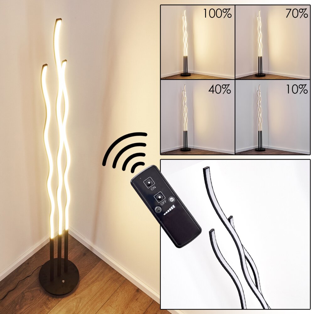 Mapleton Stehleuchte LED Schwarz, 3-flammig, Fernbedienung main product photo