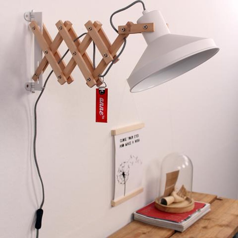 Steinhauer Woody Wandleuchte Holz hell, Weiß, 1-flammig main product photo